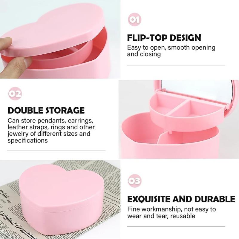 Hair Accessories Box Jewelry Storage With Mirror Pink Hair Clips Rubber Band Organiser For Girls Children Portable Travel Case
