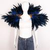 Veer Sjaal Cape Schouderomslag Gothic Veer Shrug Poncho Gouden Kraag Halloween Cosplay Kostuum voor Volwassenen Vrouwen
