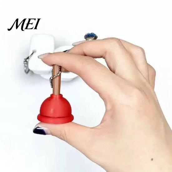 Hanging Plunger Clicker Mini Toilet Keychain, 3D Printed Finger Fidget Keychain Toy, Backpacks Handbag Purse Charm, Gag Gift
