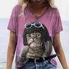 Fashion Streetwear Women Oversized T Shirt 3D Cat Print Summer Casual Short Sleeve Crew Neck Pullover Female Clothing