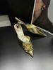 Spring Women'S Shoes Fashion Style Metal Camellia Pointed Head Thin Heel High Heel Bag Head Half Slippers Women'S Shoes