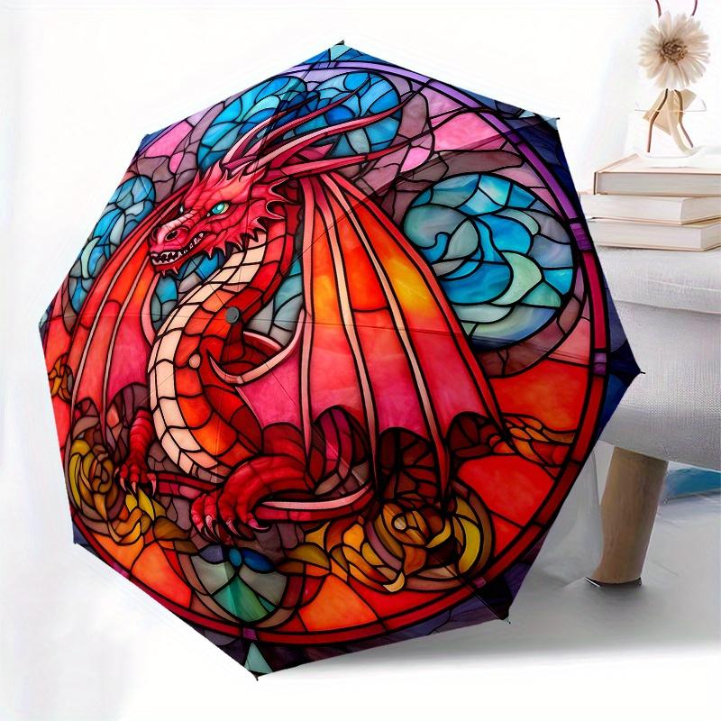 Stained Glass Dragon Window Art Decor Panel Umbrella Day Gift Y238