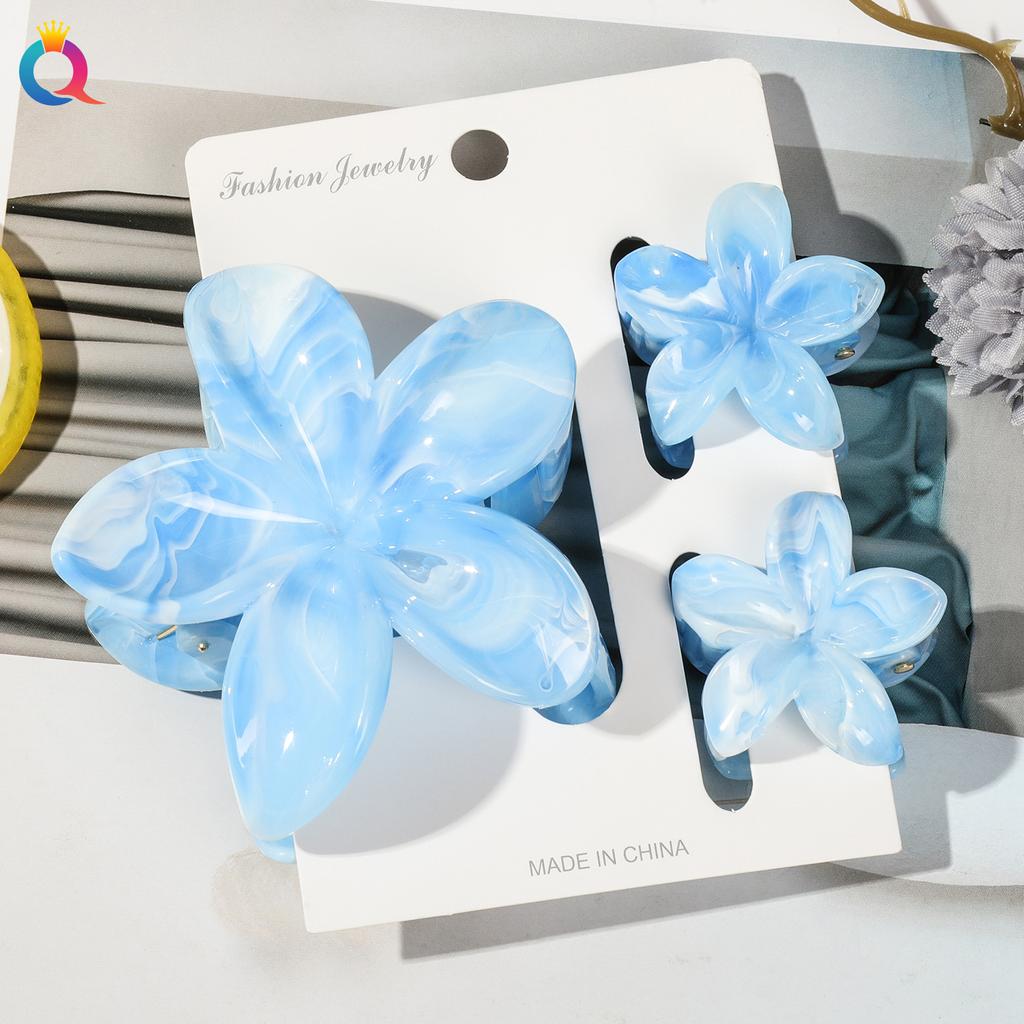 3pcs Vacation Egg Flower Hair Claw 2 Size Women Girls Ponytail Hairpins Bath Beach Hair Crab Clip Headwear Accessories