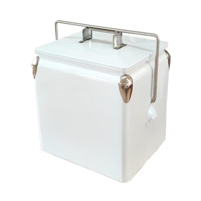 

13L Customizable Metal Insulated Box - Perfect for Steak Gifts, Ice Buckets, Outdoor Camping, Car and Hotel Use білий