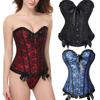 Korsett mit entbeinter Taille, sexy Korsett für Damen mit Schnürung, Taillenkorsett mit entbeinter Taille, Blumenmuster, Brokat-Überbrustkorsett für Damen, Abnehmen