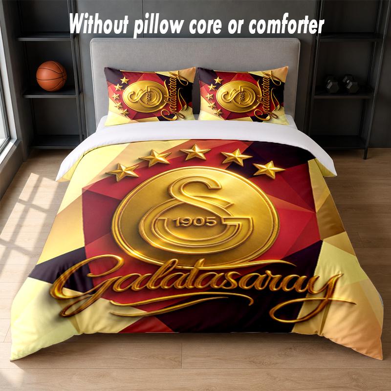 Set Biancheria da Letto Design Galatasaray FC 1 Copripiumino + 2 Federe Morbido Traspirante Biancheria da Letto per la Casa