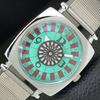 VINTAGE REFURBISHED HAND-WINDING ROULETTE SWISS MENS SEA GREEN WATCH A700921-5 R205a-a700921