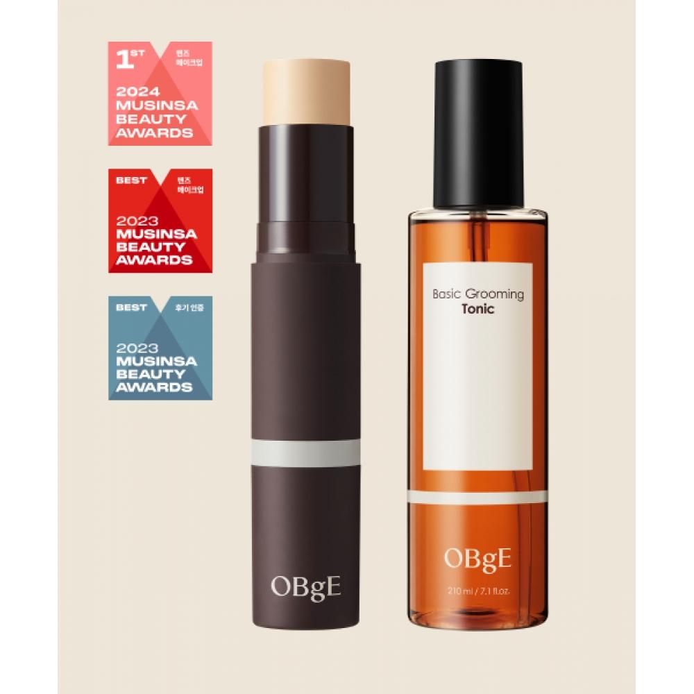 Obge Natural Cover Foundation + Basic Grooming Tonic Set No. 3 Sand + Grooming Tonic