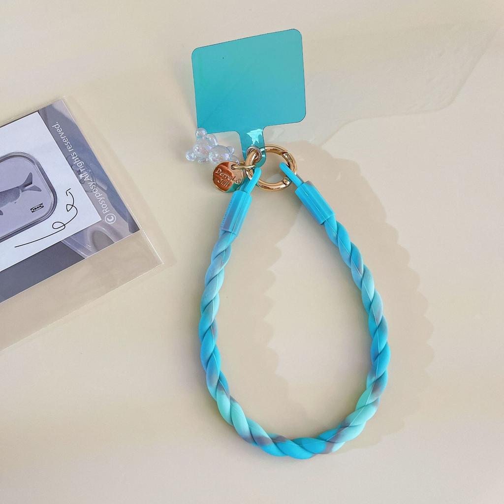 Fashion Colorful Silicone Phone Chain Wrist Bracelet Lanyard with Cute Bear Charm Handmade Jewelry Style Loss Mobile Phone Strap