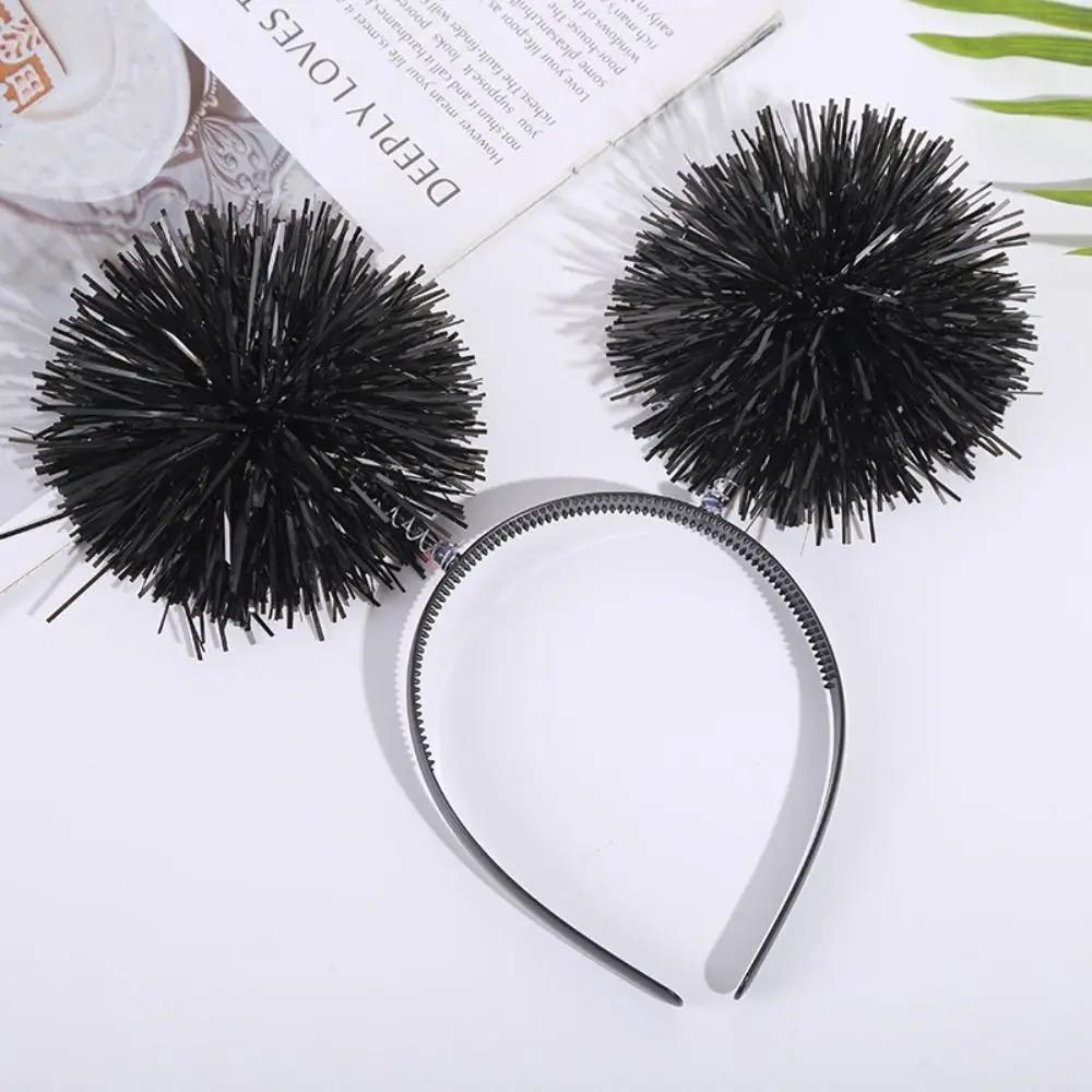 Cute Pom Pom Headband Simple Colorful Bling Tinsel Headband Giltering Party Headband Women Girls Pink