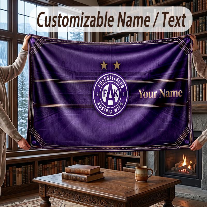 Custom Name Flannel Throw Blanket Austria Wien FC Pattern Warm Home Decoration