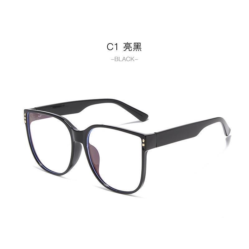 New ins wind large frame flat mirror, anti-blue light black frame glasses Internet celebrity plain thin glasses frame myopia glasses