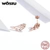 WOSTU Originální 925 Sterling Silver pírko Fairy Wings náušnice pro ženy Vánoční šperky