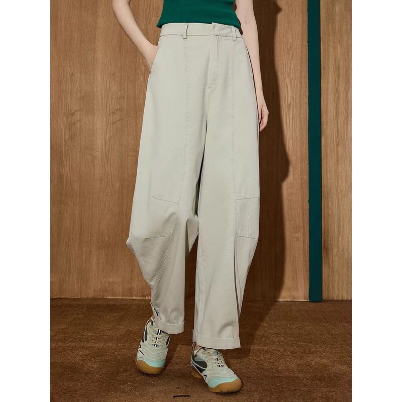 Coolhut Simple and Versatile High-Waisted Slimming Loose Wide-Leg Pants Scimitar Harem Thin Style 25 Summer Women's Casual Pants