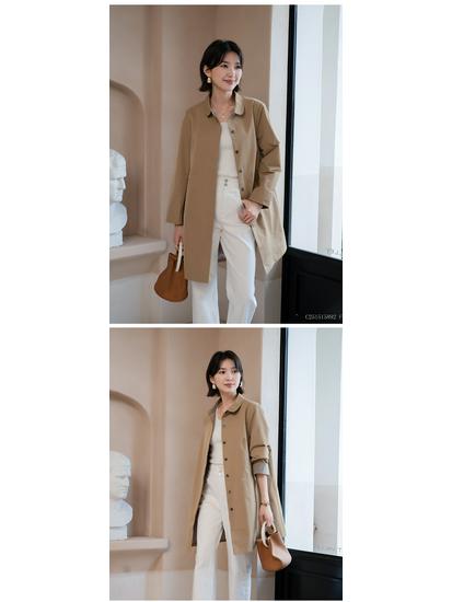 YUN Damen Midilanger Trenchcoat - Lockere Passform, Revers, Einreihig, Lässiger vielseitiger Stil für Frühling und Herbst