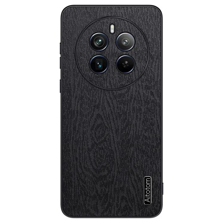 

Для Realme 12 Pro 5G / 12 Pro+ 5G тонкий чехол текстура дерева кожа + PC + TPU чехол для телефона