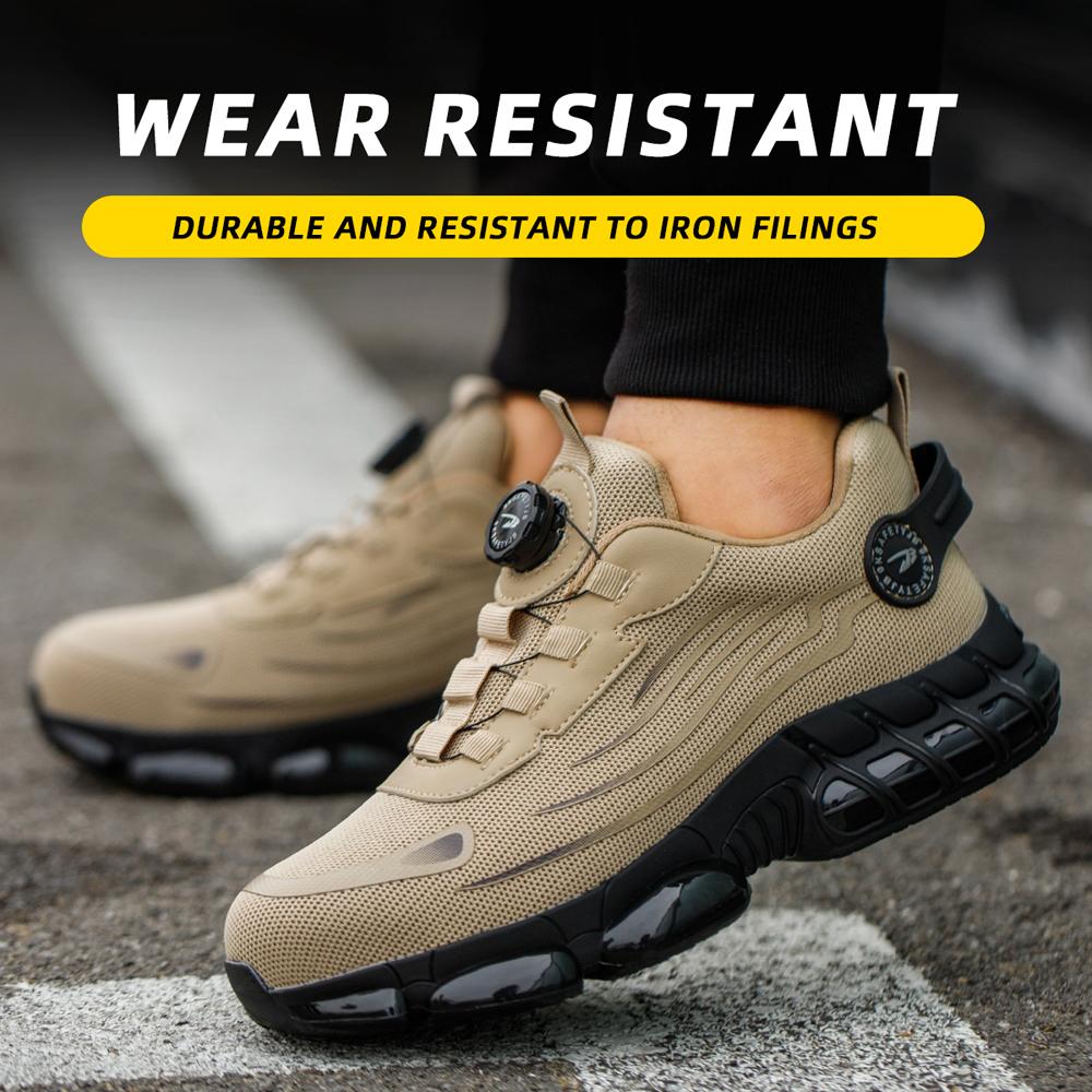 Rotating Button Work Safety Shoes For Men Boots Steel Toe Shoes Work Sneakers Indestructible Shoes Security Boots Male