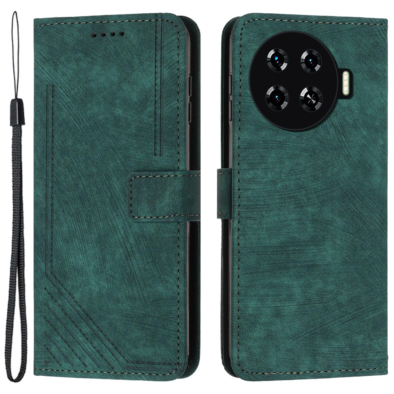 

Для TECNO Spark 20 Pro+ Чехол Тактильный Кошелек Чехол для Мобильного Телефона Green