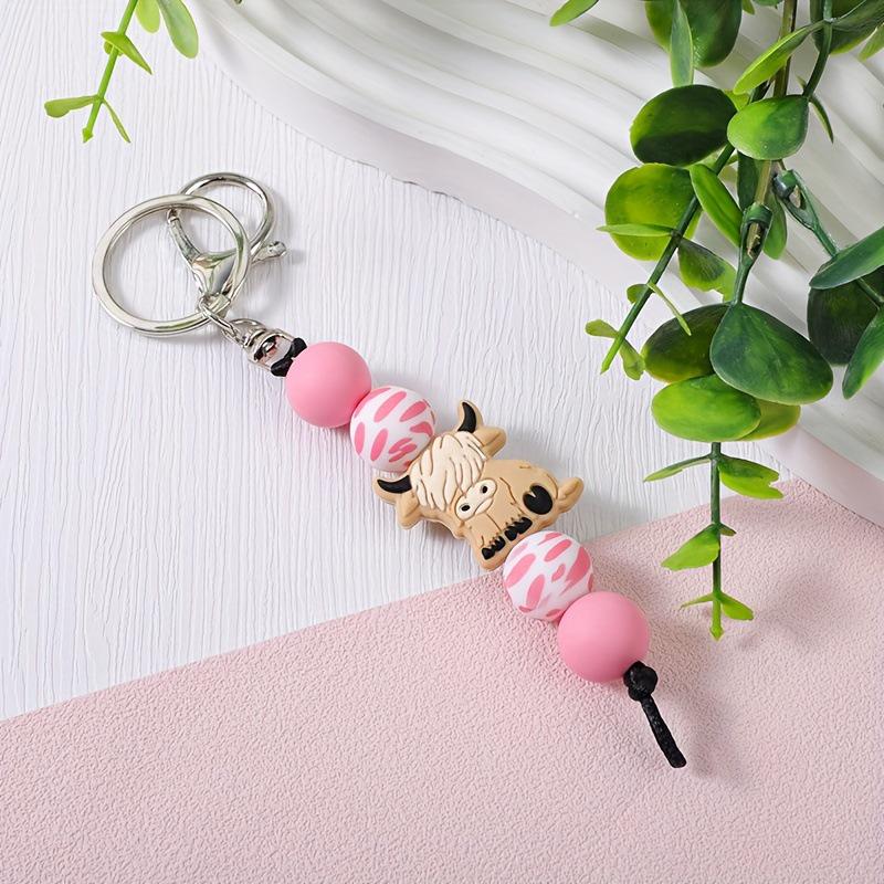 Cross-Border Yak Cartoon Animal Bracelet: Creative Silicone Beads & Tassel Keychain Accessories