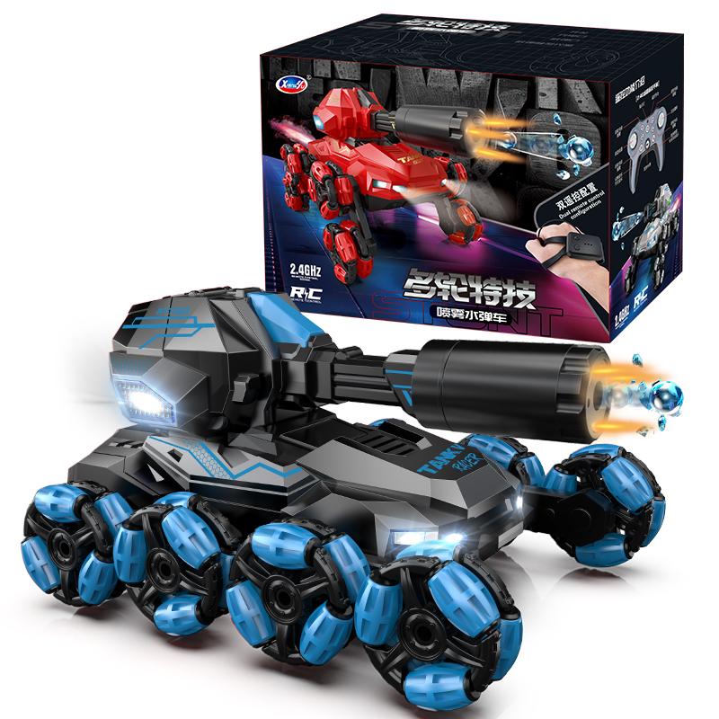 Remote controlled tank vehicle gesture sensing drift can fire water bombs, six wheel four-wheel drive off-road climbing toy