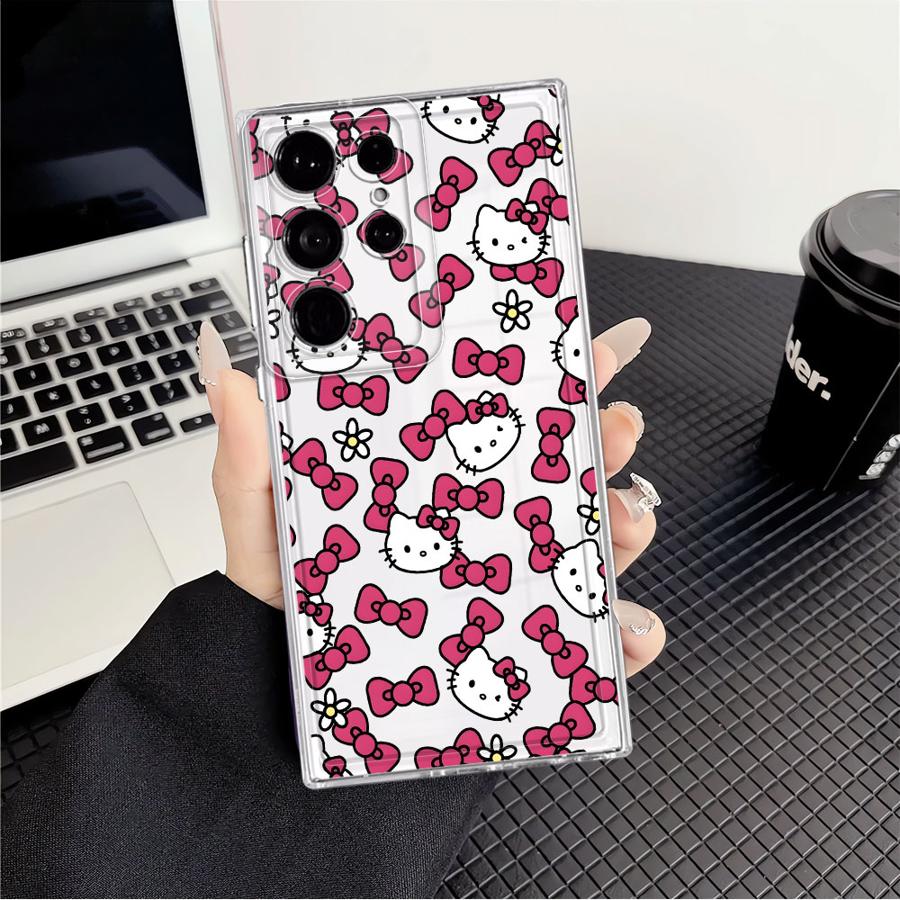 

Case for Samsung Galaxy S26 S21 Note 20 Ultra 10 S24 S22 FE S20 Plus S25 Edge S23 Ultra Phone Cover Hello Kitty Cute Pink Bow Galaxy S21 Ultra 5G