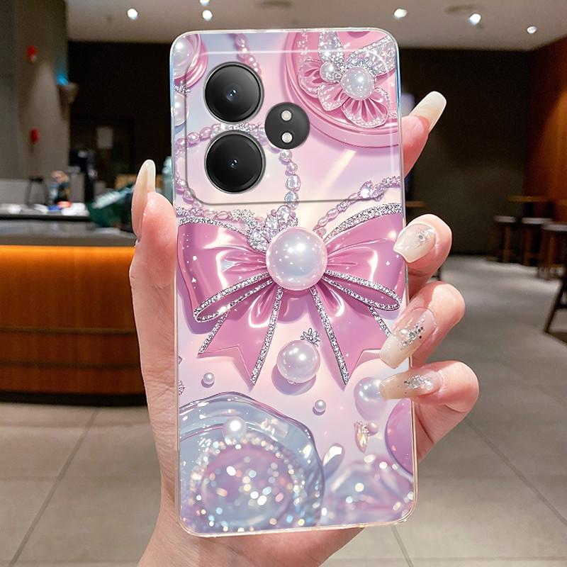 Phone Case For Realme GT Neo 6 SE/GT Neo6/GT 6T/Realme GT 6 Butterfly Bow Protective Casing Transparent Soft Silicone TPU Cover