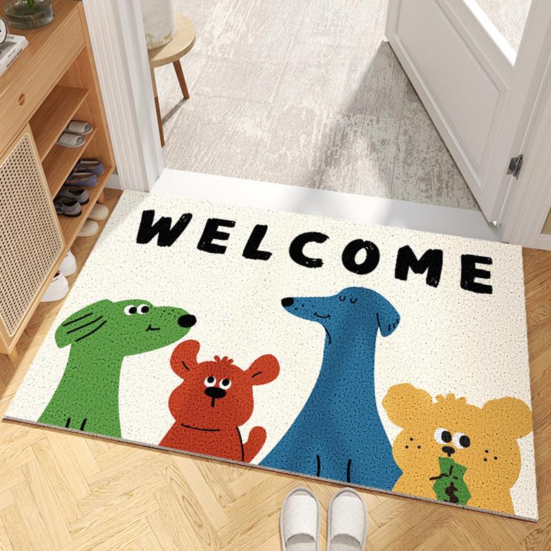 Ins Style Household Entrance Entrance Door Floor Mat, Entrance Door Silk Circle Cartoon Door Foot Mat, Foyer Rubbing Soil Floor Mat