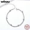 WOSTU Parallel Chains With Silver Bead Bracelets 925 Sterling Silver For Women Chain Link New Design
