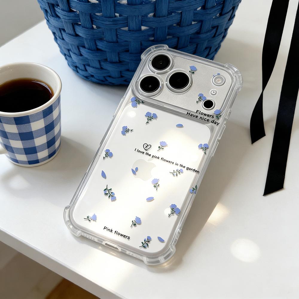 Blue rose applies to Apple Huawei vivo Xiaomi oppo glory transparent iPhone11 anti-drop mobile phone case for women