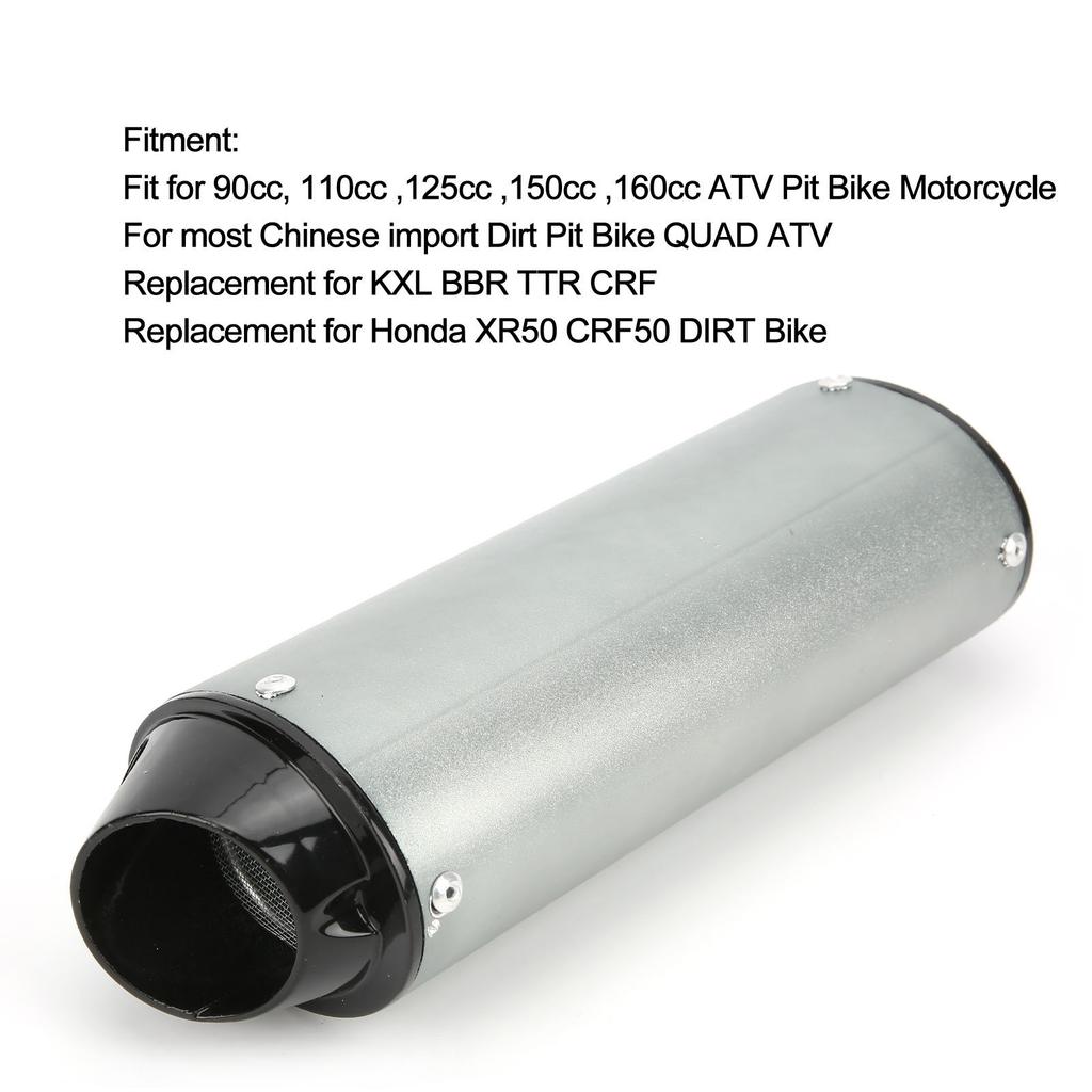 1.3in Exhaust Pipe Muffler Silencer Fit for 90cc 110cc 125cc 150cc 160cc ATV Pit Bike Motorcycle