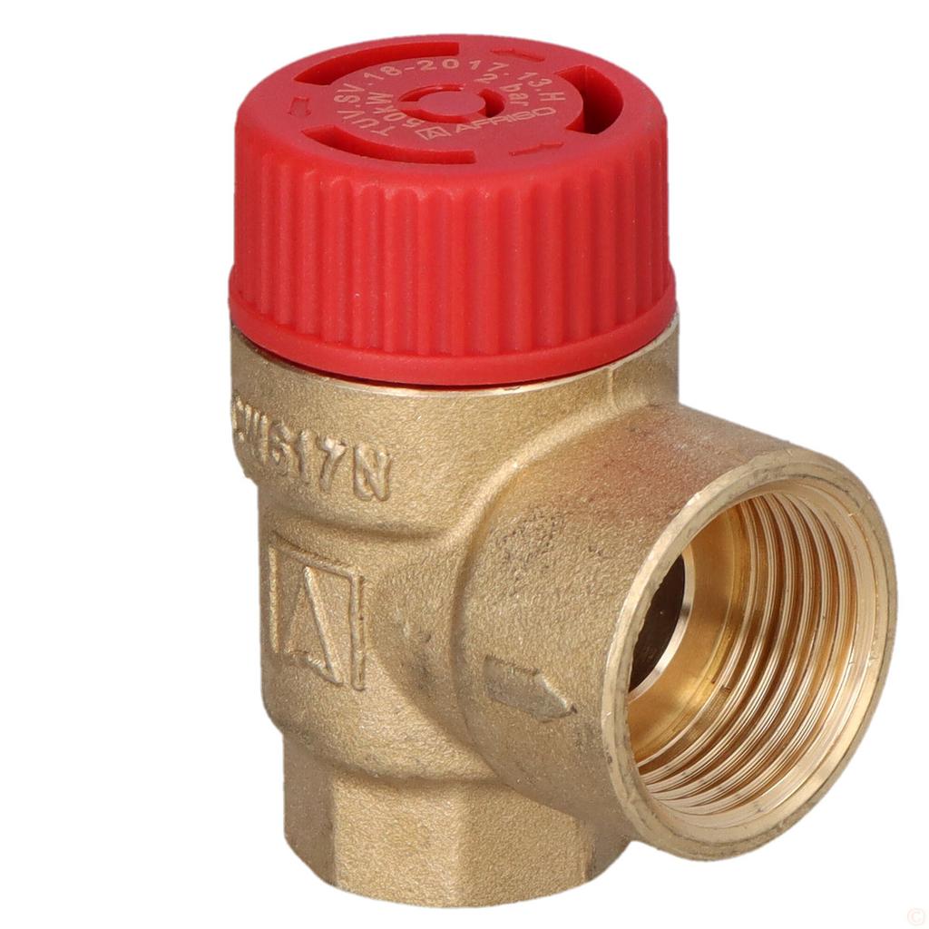 MS Safety Valve 1/2 Inch X 3/4 Inch 2 Bar for Central Heating Installations