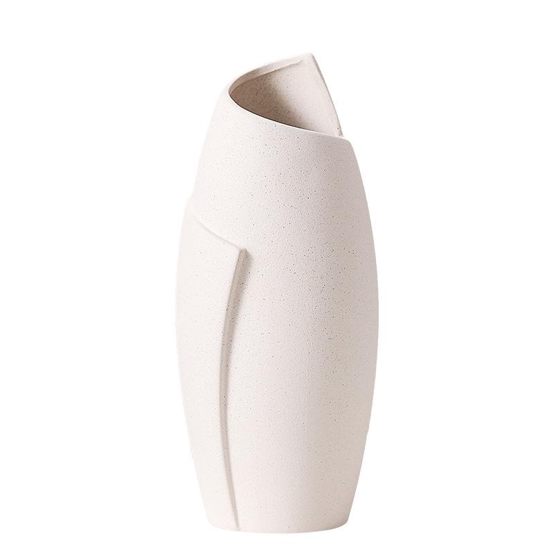 Nordic Ceramic Plain Fired Minimalist Vase, Home Dining Table Living Room Bedroom, Office, Tabletop Decoration, Flower Ware, 1Pc