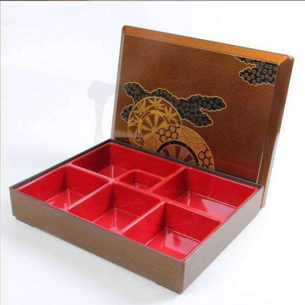 Classic Japanese Bento Box with Separate Compartments, Meal Tray Lid, Made In