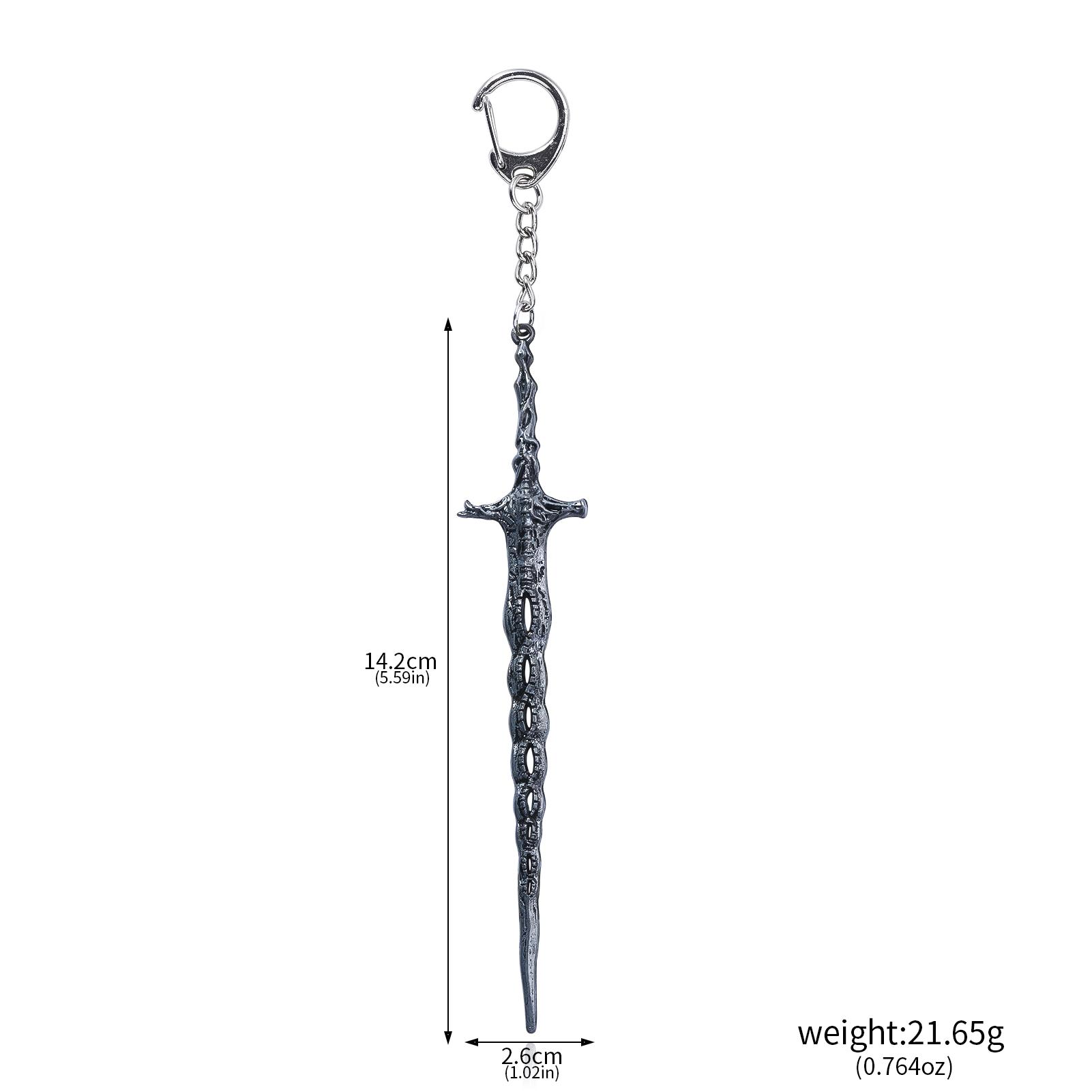 14cm Ring Dark Moon Grote Zwaard Eldens Sleutelhanger Hanger Bloedhond's Slagtand Sleutelhanger Cosplay Fans Rekwisieten Mannen Vrouwen Rugzak Sieraden gray