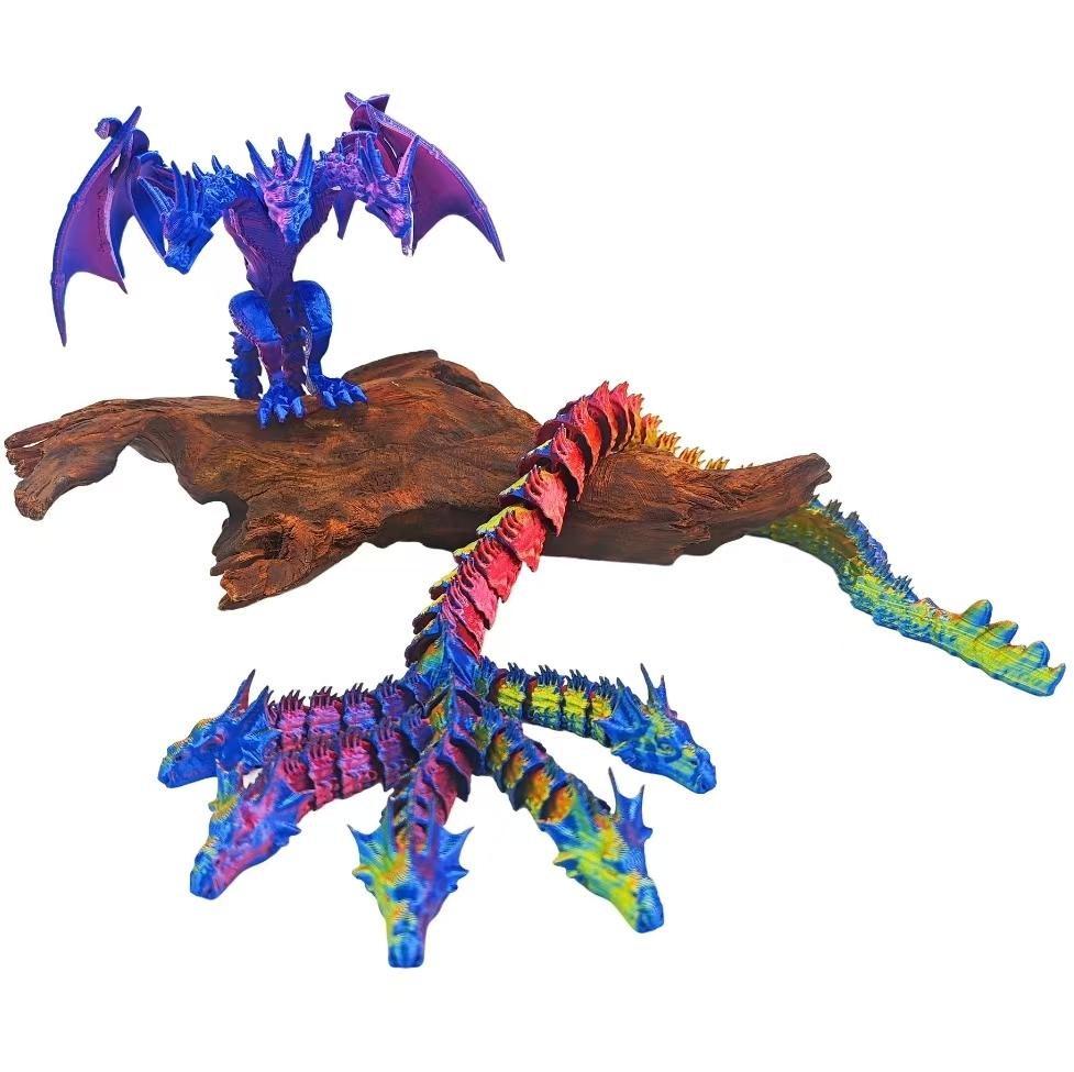 3D printed five headed dragon+three headed dragon combination statue model home decoration Easter gift creative trendy figurine