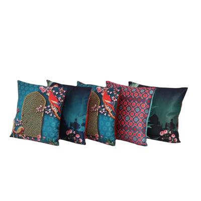 KOKO MAISON INC Parrot Garden Polystain Cushion Cover (Pack of 5) | Flap Closure | Digital Printed
