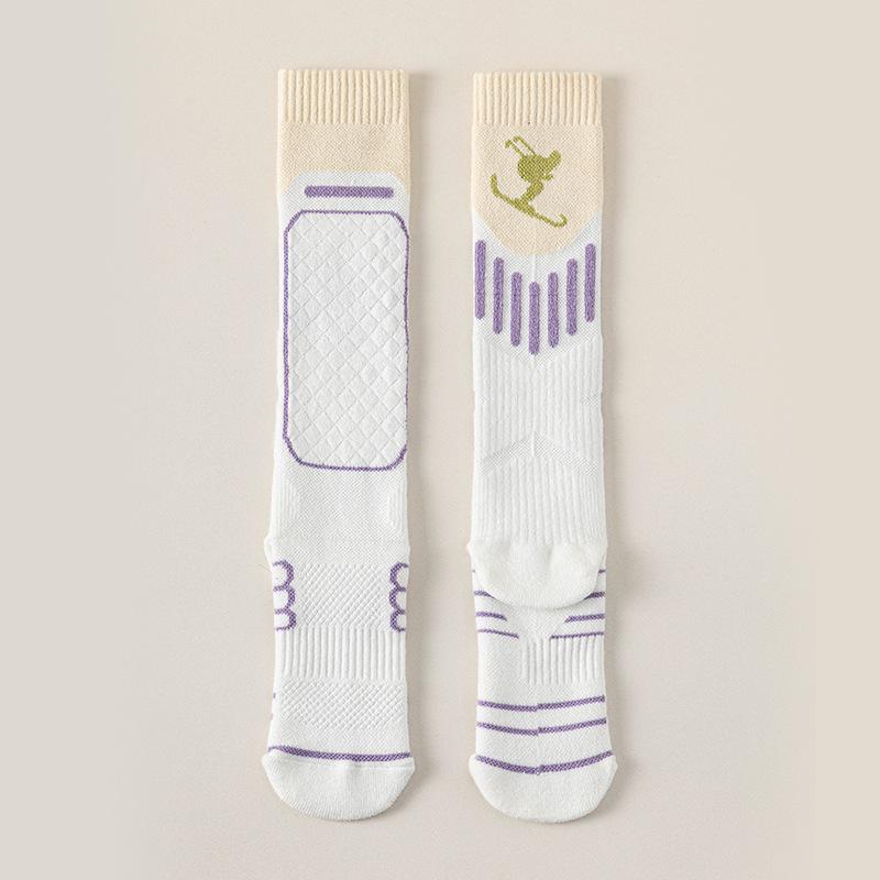 Skiing Calf Socks for Women, Thick and Warm In Winter with Towel Soles, Outdoor Hiking and Mountain Climbing Sports Stockings