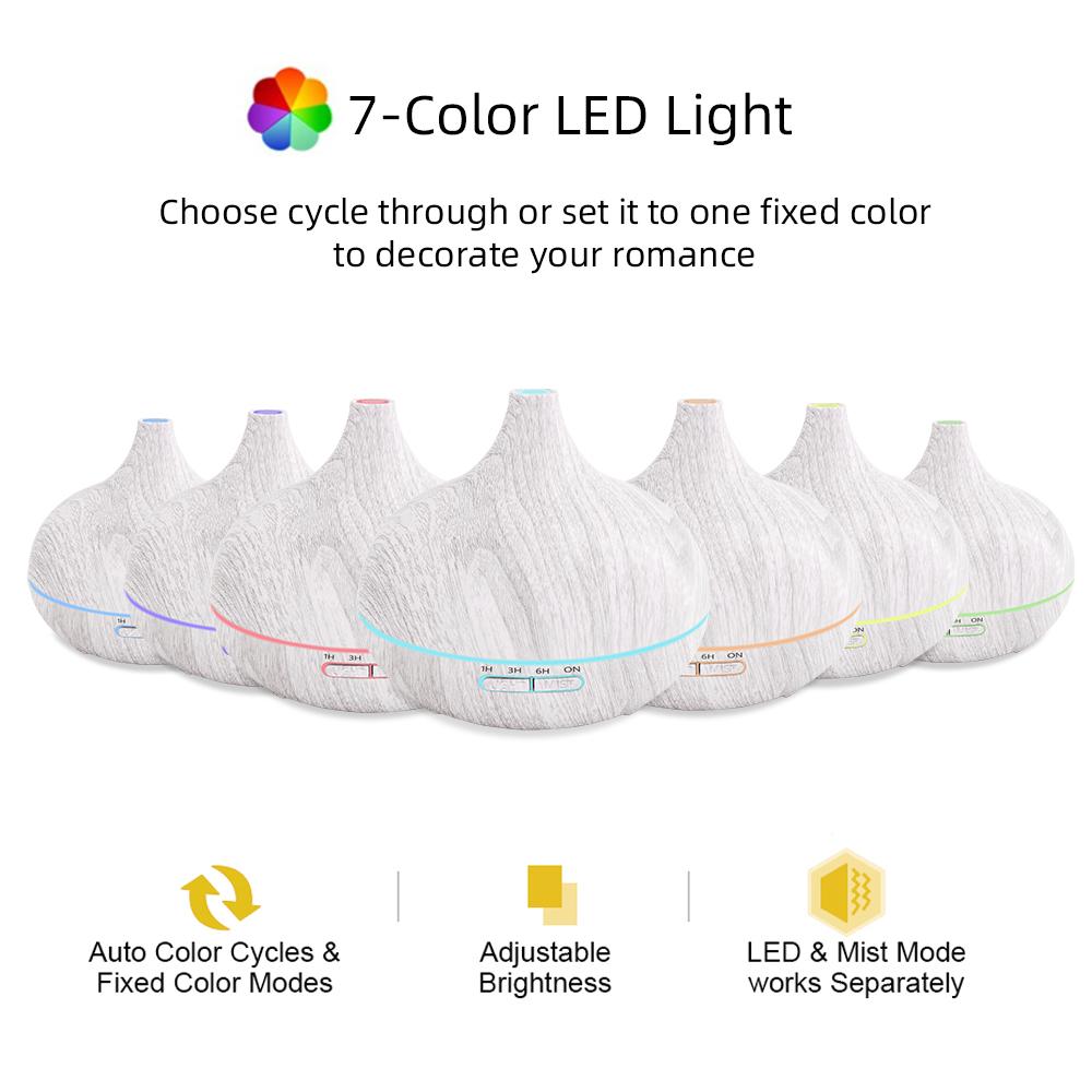 Diffuser For Home 550ml Wood Grain Ultrasonic Essential Oil Diffuser with Remote Control   6 Premium Oils Included  Smart Air Pu