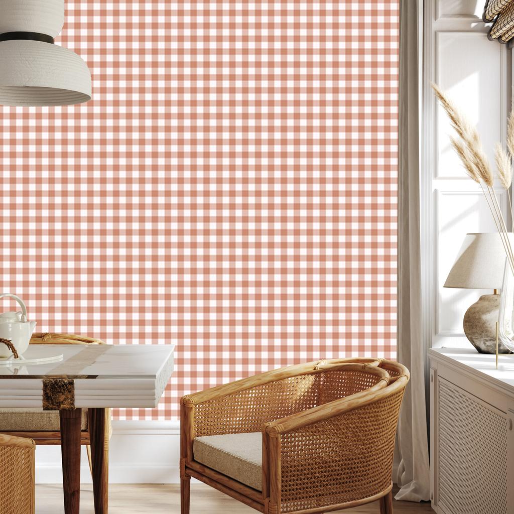 Wallpaper Fabric Pattern Cream and Peach for Living Room and Bedroom 50x1000