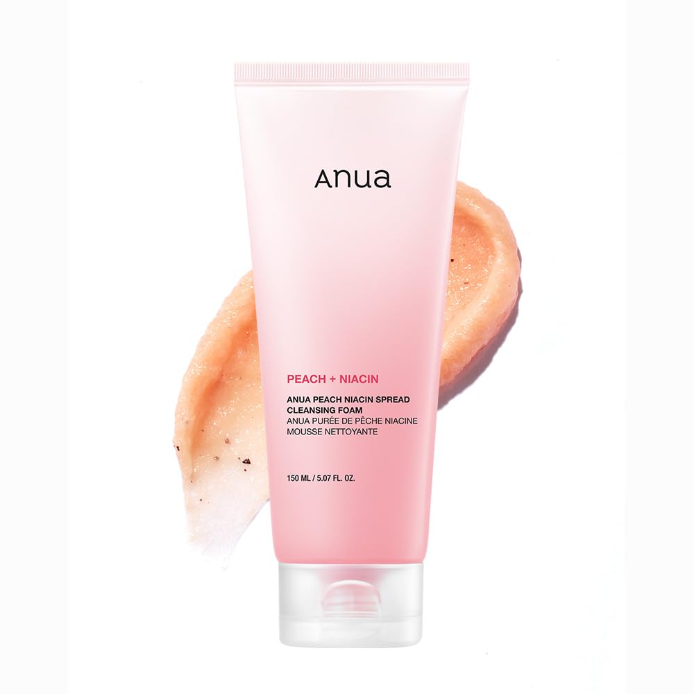 ANUA Peach Niacin Spread Cleansing Reduces and Improves Moisture for and Combination Peach Niacin Cleansing Facial Skincare Foam, 150ml, Exfoliates,