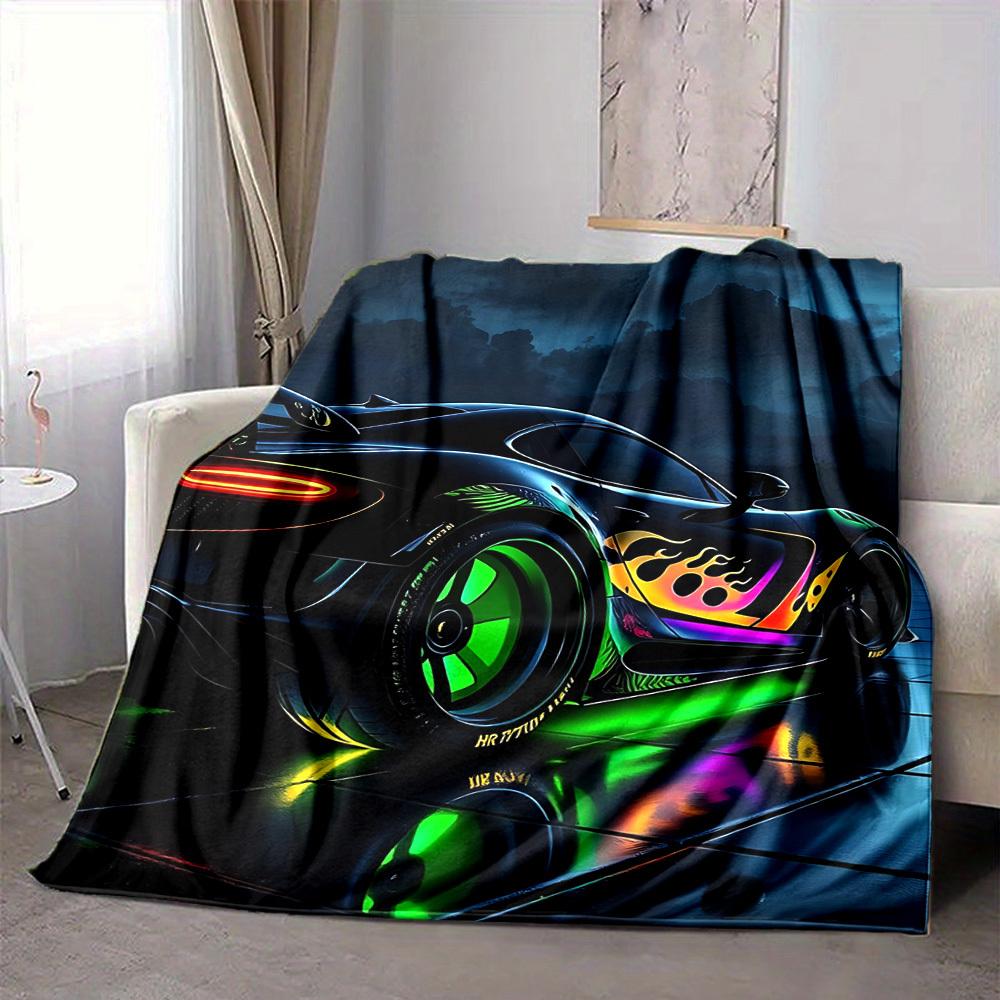 1pc Neon Flames Car Blanket Lightweight Flannel Blanket Throw Blanket For Sofa, Bed, Travel, Camping, Livingroom, Office, Couch