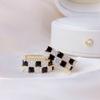 14K Real Gold Plating Luxury Black and White Zircon Plaid Hoop Earrings Fashion Jewelry Shiny Women's Wedding Party Accessories
