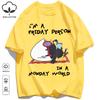 Sleeping In A Monday World Printing Retro Unisex T-Shirts Loose Cotton T Shirt Trendy Summer Tee Unisex Fashion Sports Clothes