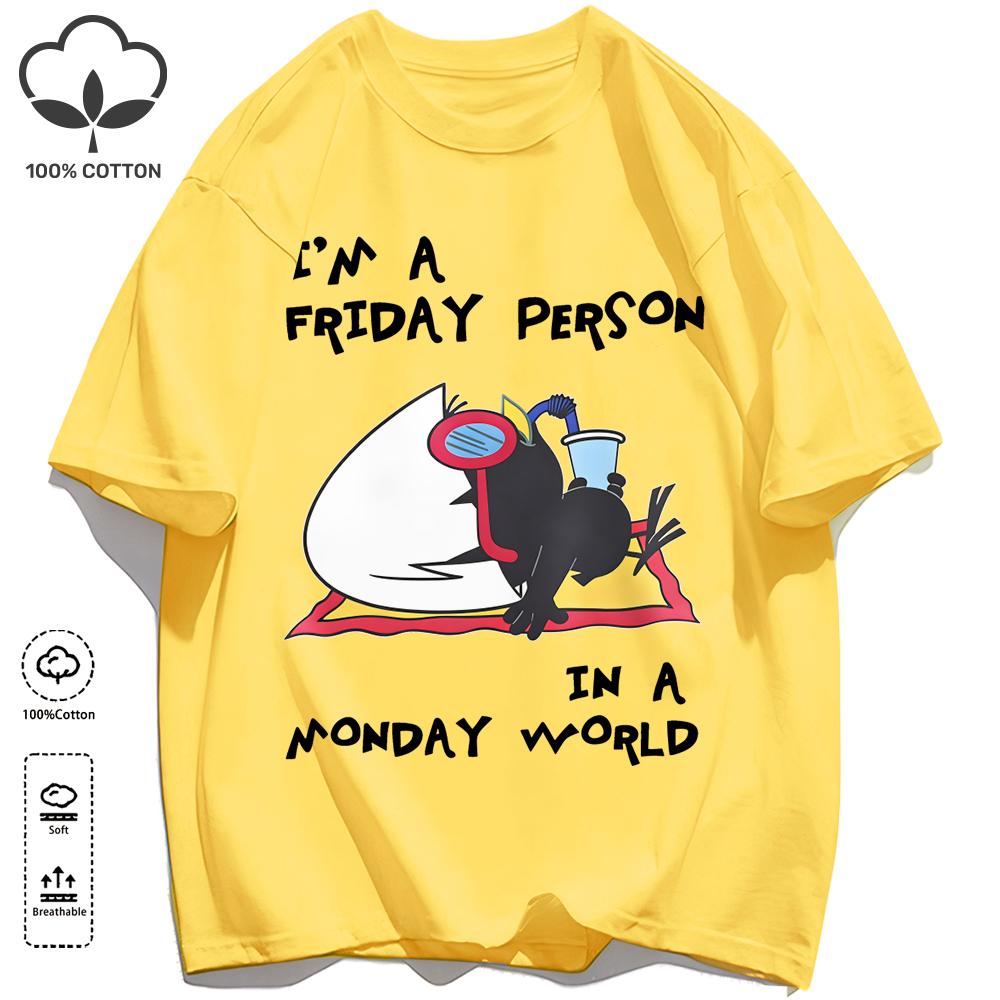 Sleeping In A Monday World Printing Retro Unisex T-Shirts Loose Cotton T Shirt Trendy Summer Tee Unisex Fashion Sports Clothes