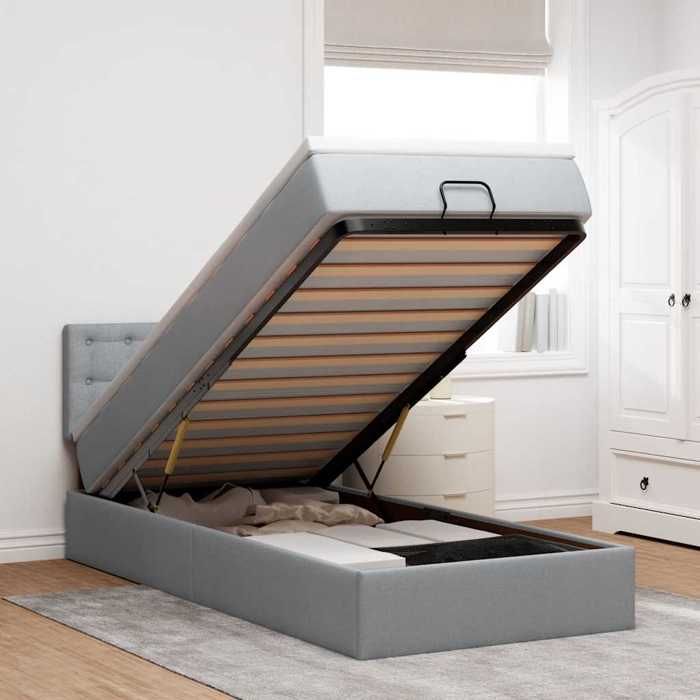 VidaXL Lit ottoman avec matelas gris clair 90x200 cm tissu 3311594