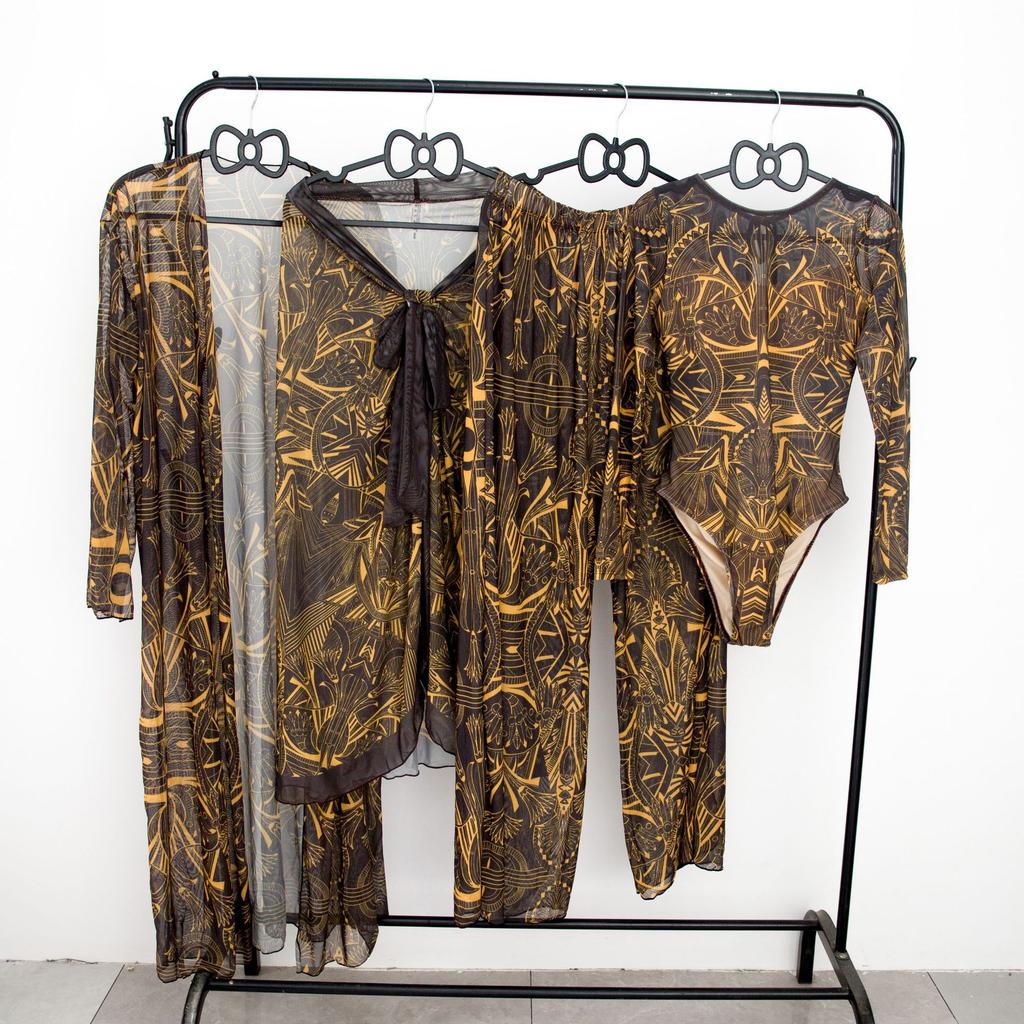 Set Costume da Bagno Sexy Stampato Estivo da Donna per la Spiaggia, Costume da Bagno a Manica Lunga Protezione Solare