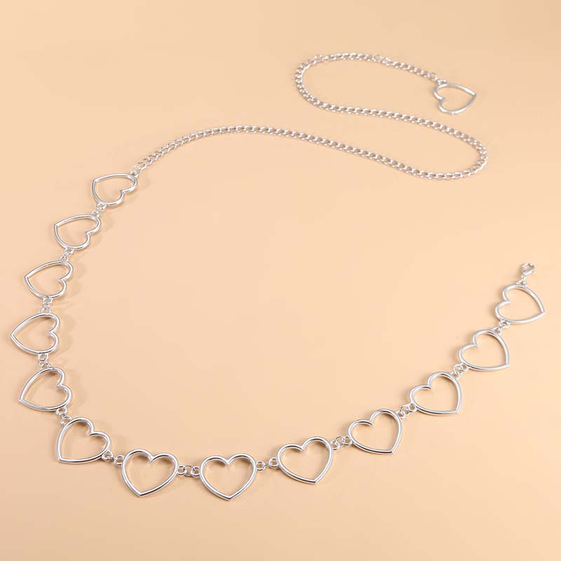 Fashion Hollow Splicing Love Heart Waist Chains for Women Hiphop Cool Waist Belts Double Layer Heart Trouser Chain Jewelry Gifts