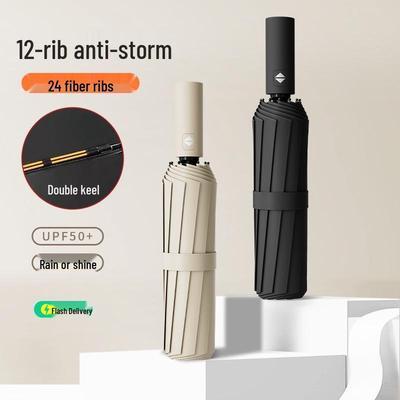 Customized Men's 10-Rib Automatic Sun & Rain Triple Folding Umbrella