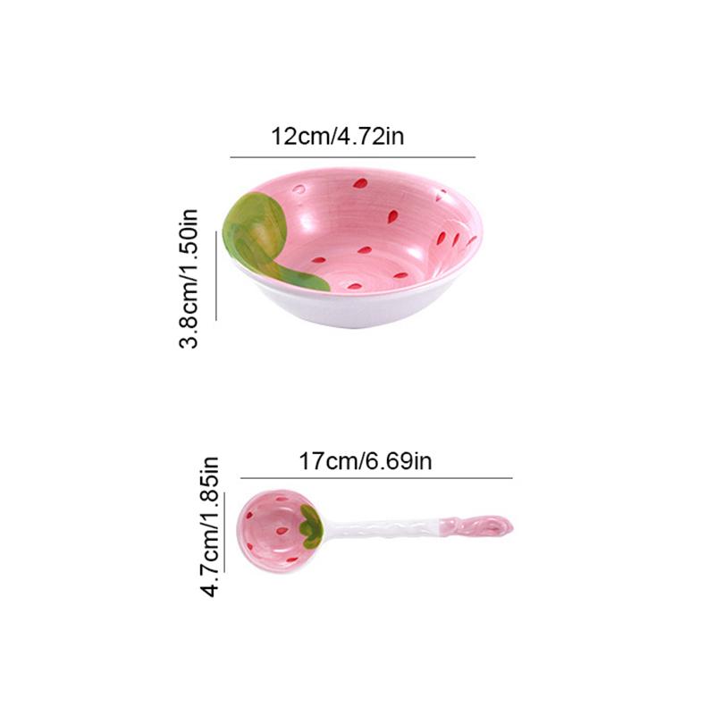 Υπέροχο Μπολ σε Σχήμα Φράουλας Καρπουζιού Κουτάλι Κεραμικά Κουτάλια για Δημητριακά Κουτάλια για Σούπα Ράμεν Μοτίβο Φρούτων Μπολ Σερβιρίσματος Κουτάλι