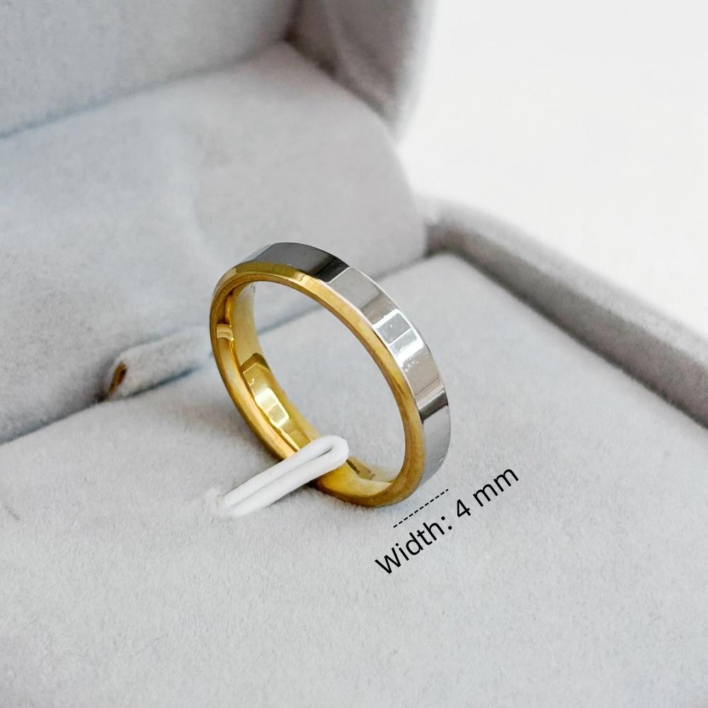 Engagement Rings Set for Men Women Stainless Steel Gold/ CopperColor 4/6 mm Glossy Finger Ring Wedding Jewelry Lover's Gifts